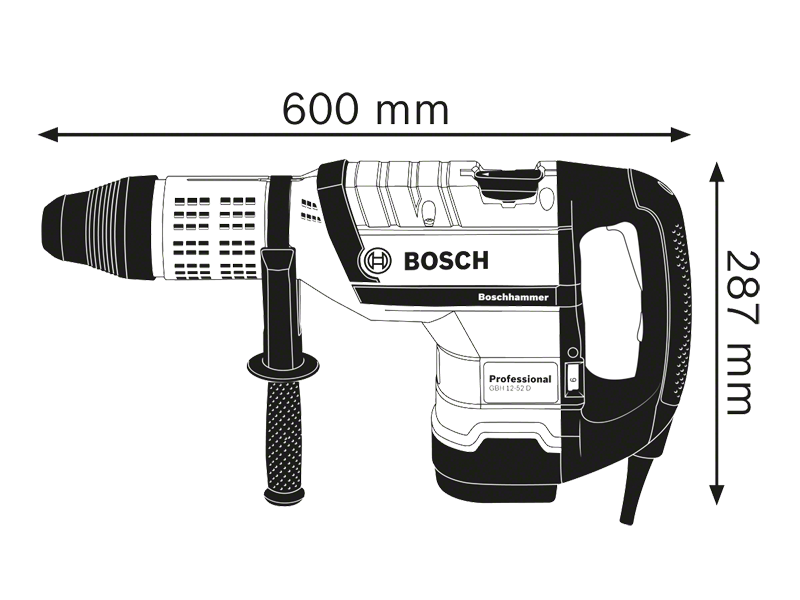 Vrtalno kladivo Bosch GBH 12-52 D s sistemom SDS max, 1.700W, 19J, 11.5kg, 0611266100